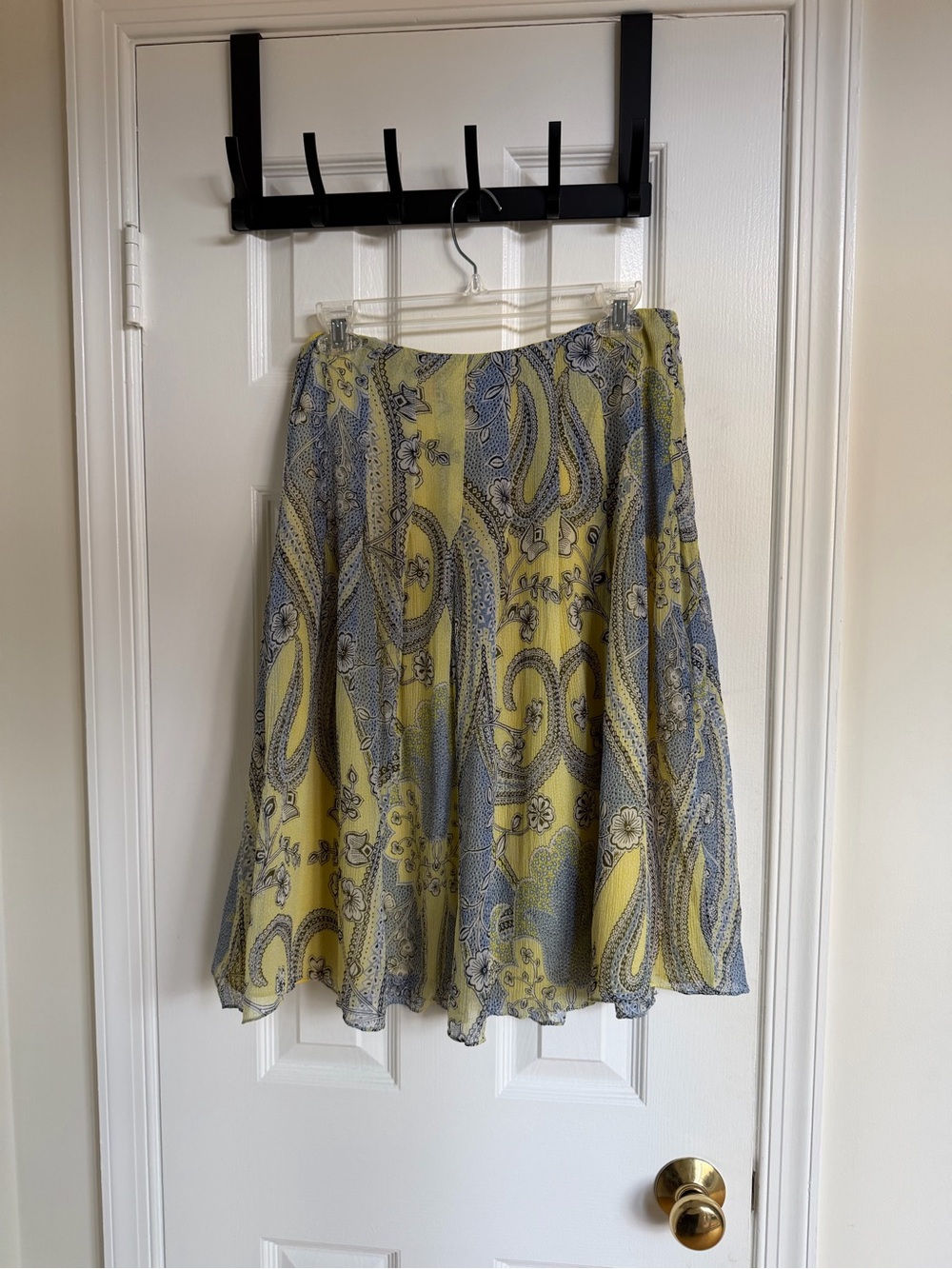 Vintage 100% Silk Paisley Floral Pleated Midi Skirt Size 6